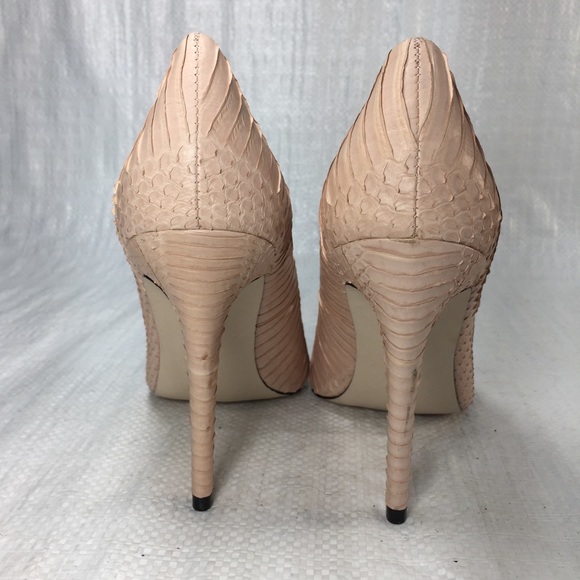 Tamar Blush Pink Lizard Leather Pointed High Heels - Picture 7 of 12